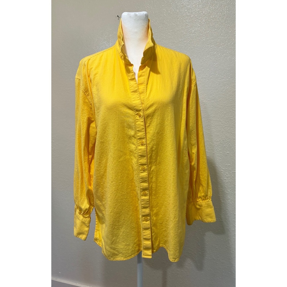 Banana Republic Womens Linen Blend Shirt Yellow Long Sleeve Oversized Size M